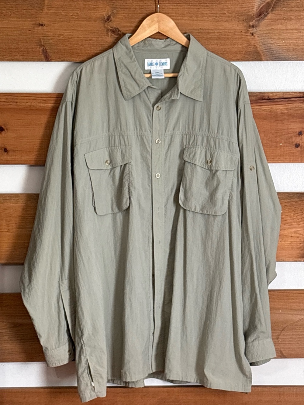 Against the Elements Long Sleeve Button Down Outterwear Lightweight Men's 2XL
